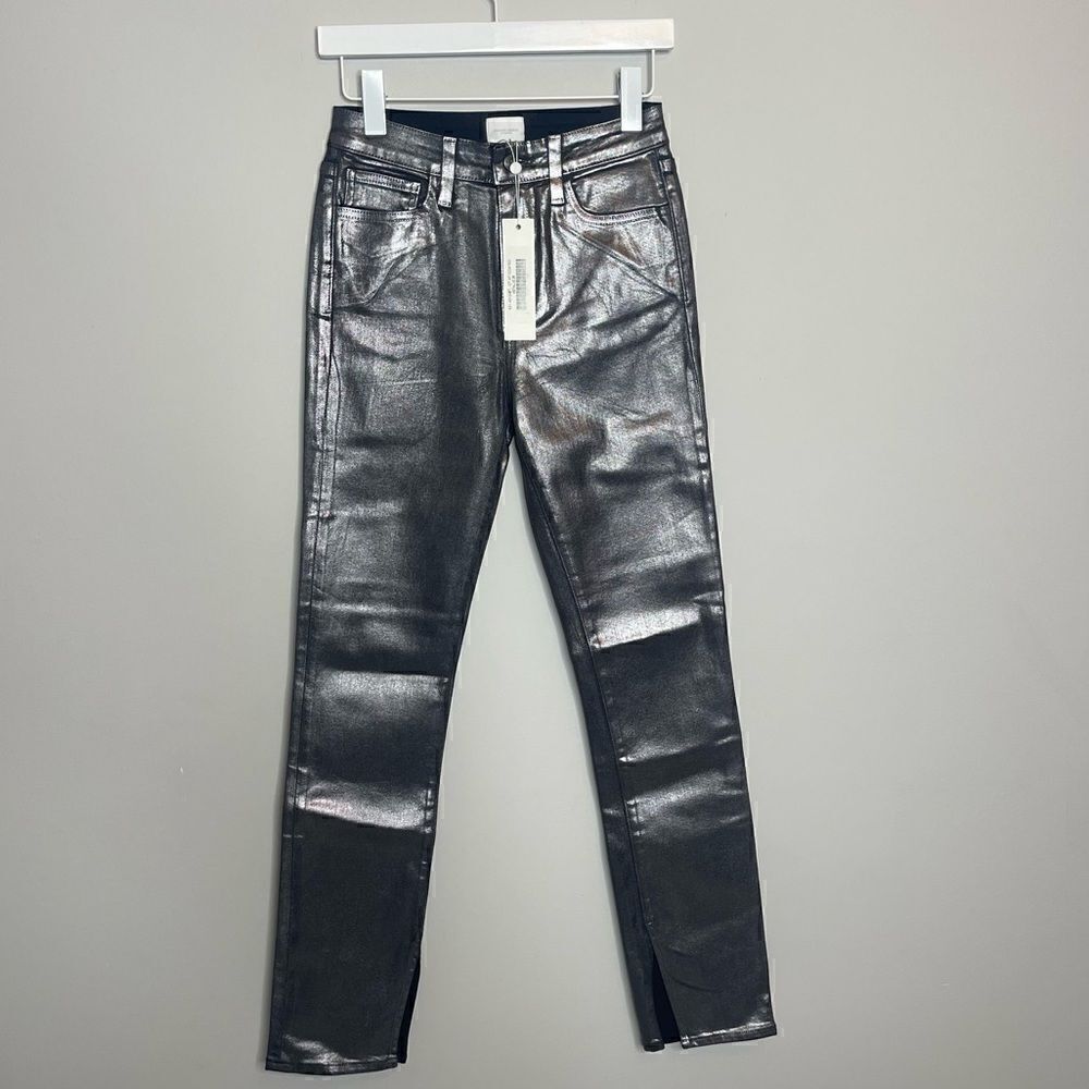 Jonathan Simkhai Rae High Rise Jeans in Coated Metallic NWT - Picture 4 of 9